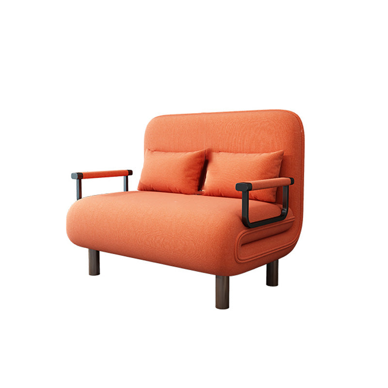 Cama de sofá futón contemporáneo con 2 almohadas y almohadas de vuelta en la mezcla de lino