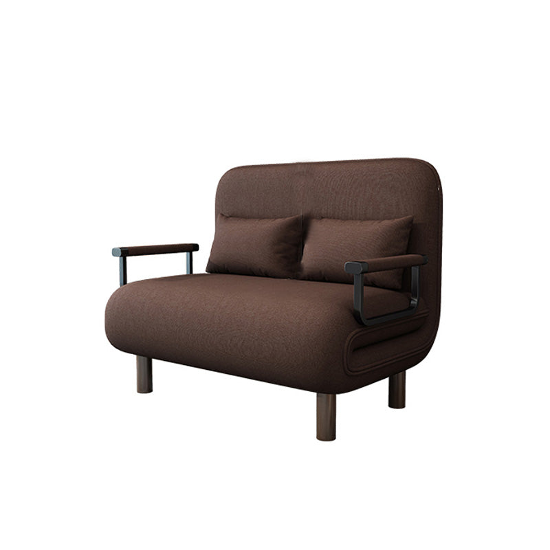 Cama de sofá futón contemporáneo con 2 almohadas y almohadas de vuelta en la mezcla de lino