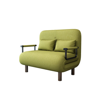 Cama de sofá futón contemporáneo con 2 almohadas y almohadas de vuelta en la mezcla de lino