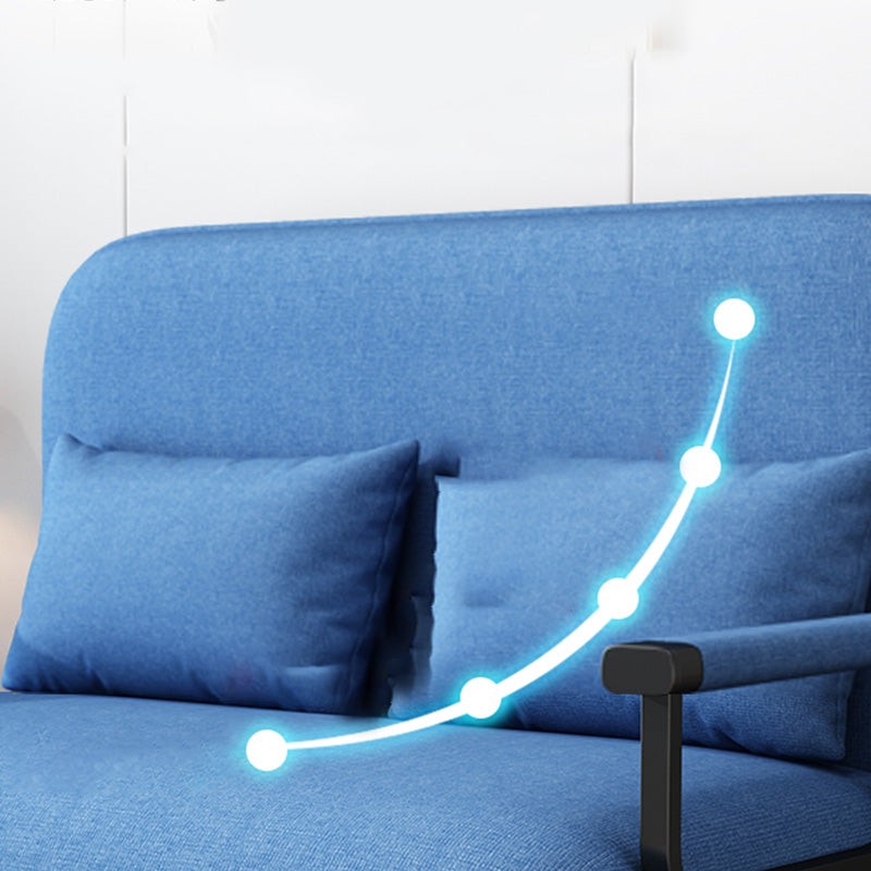 Cama de sofá futón contemporáneo con 2 almohadas y almohadas de vuelta en la mezcla de lino