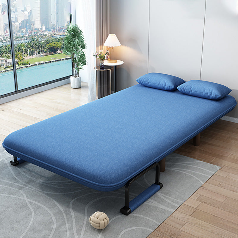 Cama de sofá futón contemporáneo con 2 almohadas y almohadas de vuelta en la mezcla de lino