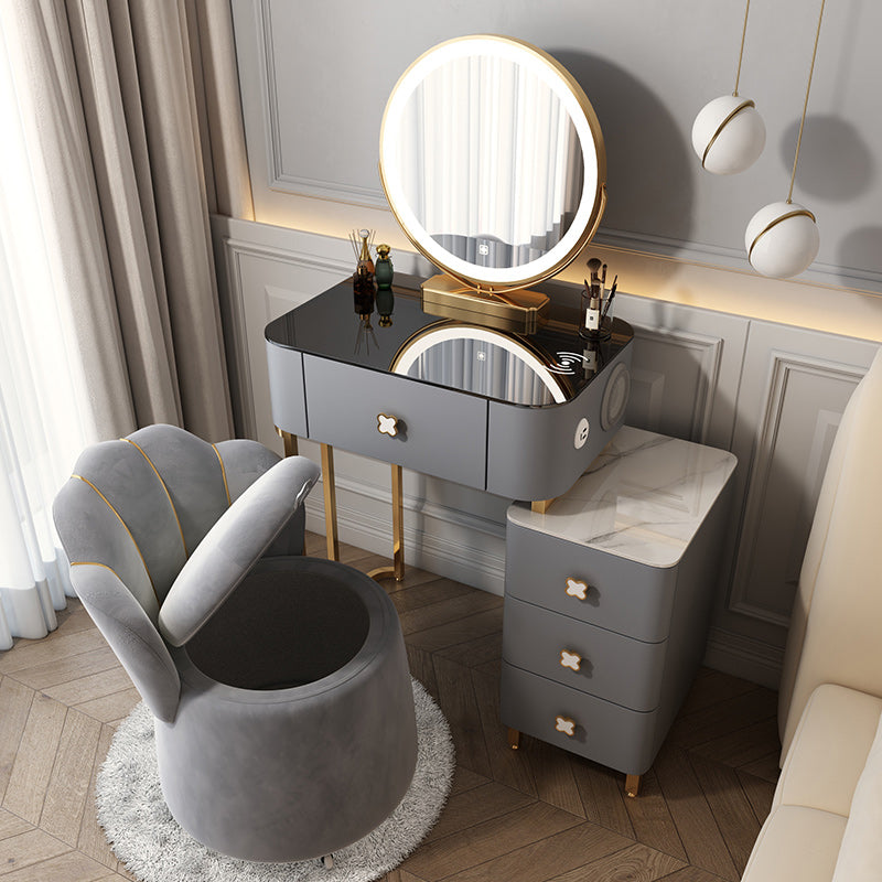 15 "幅のグラムバニティテーブルガラスブラックメイクアップバニティドロワー