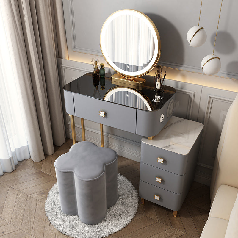 15 "幅のグラムバニティテーブルガラスブラックメイクアップバニティドロワー