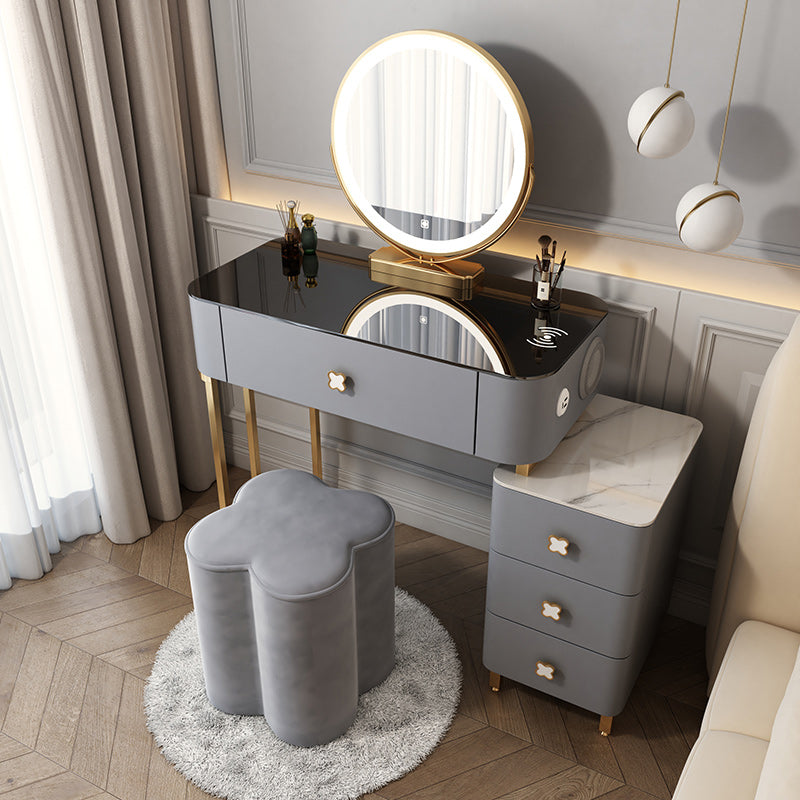 15 "幅のグラムバニティテーブルガラスブラックメイクアップバニティドロワー