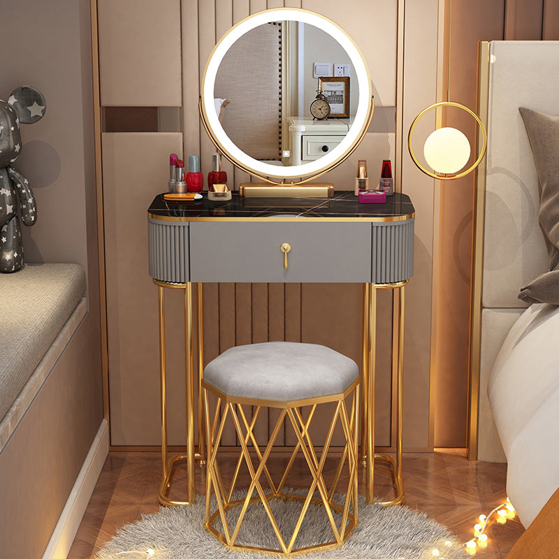Removable Makeup Counter Bedroom Vanity Dressing Table with Lighted Mirror