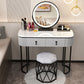 Removable Makeup Counter Lighted Mirror Vanity Dressing Table with Drawer Makeup Vanity & Mirror & Nest Stool 39"L x 16"W x 30"H White & Gray & Black Clearhalo 'Bedroom Furniture' 'furn' 'furn_makeup_vanities' 'Furniture' 'Makeup Vanities' 'makeup_vanities' 7664693