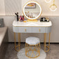 Removable Makeup Counter Lighted Mirror Vanity Dressing Table with Drawer Makeup Vanity & Mirror & Nest Stool 39"L x 16"W x 30"H Gold-White-Gray Clearhalo 'Bedroom Furniture' 'furn' 'furn_makeup_vanities' 'Furniture' 'Makeup Vanities' 'makeup_vanities' 7664695