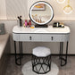 Removable Makeup Counter Lighted Mirror Vanity Dressing Table with Drawer Makeup Vanity & Mirror & Nest Stool 47"L x 16"W x 30"H White & Gray & Black Clearhalo 'Bedroom Furniture' 'furn' 'furn_makeup_vanities' 'Furniture' 'Makeup Vanities' 'makeup_vanities' 7664698