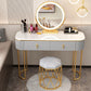 Removable Makeup Counter Lighted Mirror Vanity Dressing Table with Drawer Makeup Vanity & Mirror & Nest Stool 47"L x 16"W x 30"H Gold-White-Gray Clearhalo 'Bedroom Furniture' 'furn' 'furn_makeup_vanities' 'Furniture' 'Makeup Vanities' 'makeup_vanities' 7664700