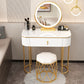 Removable Makeup Counter Lighted Mirror Vanity Dressing Table with Drawer Makeup Vanity & Mirror & Nest Stool 31"L x 16"W x 30"H White-Gold Clearhalo 'Bedroom Furniture' 'furn' 'furn_makeup_vanities' 'Furniture' 'Makeup Vanities' 'makeup_vanities' 7664702