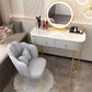 Removable Makeup Counter Lighted Mirror Vanity Dressing Table with Drawer Makeup Vanity & Mirror & Petal Chair 39"L x 16"W x 30"H Gold-White-Gray Clearhalo 'Bedroom Furniture' 'furn' 'furn_makeup_vanities' 'Furniture' 'Makeup Vanities' 'makeup_vanities' 7664713