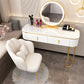 Removable Makeup Counter Lighted Mirror Vanity Dressing Table with Drawer Makeup Vanity & Mirror & Petal Chair 47"L x 16"W x 30"H White-Gold Clearhalo 'Bedroom Furniture' 'furn' 'furn_makeup_vanities' 'Furniture' 'Makeup Vanities' 'makeup_vanities' 7664714