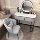 Removable Makeup Counter Lighted Mirror Vanity Dressing Table with Drawer Makeup Vanity & Mirror & Petal Chair 31"L x 16"W x 30"H White & Gray & Black Clearhalo 'Bedroom Furniture' 'furn' 'furn_makeup_vanities' 'Furniture' 'Makeup Vanities' 'makeup_vanities' 7664722