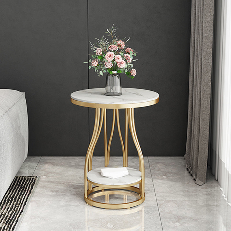 24.8" Tall Round Side Accent Table Metal Frame Nesting End Table Gold Gloss White 1 Clearhalo 'Coffee & Accent Tables' 'End & Side Tables' 'end_side_tables' 'furn' 'furn_end_side_tables' 'Furniture' 'Living Room Furniture' 7664766