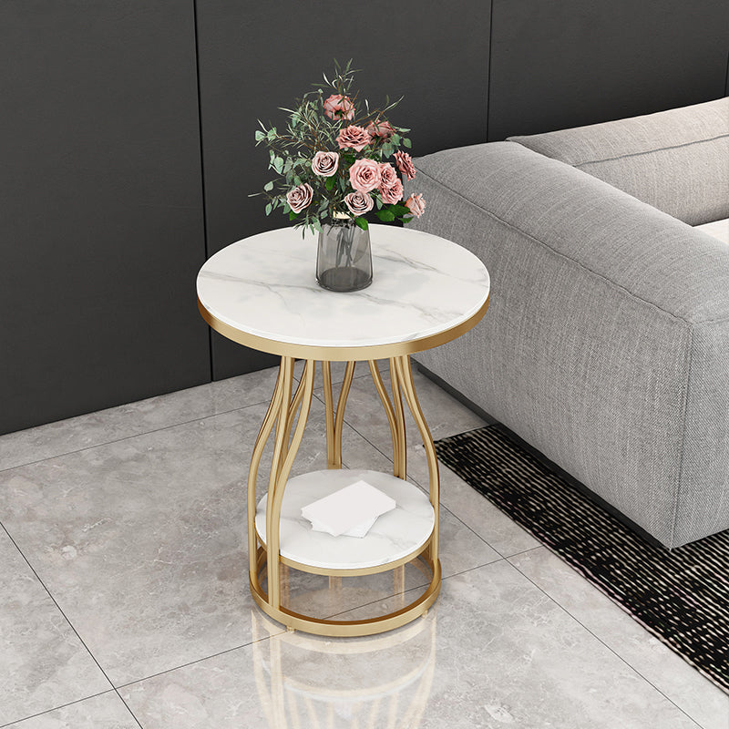 24.8" Tall Round Side Accent Table Metal Frame Nesting End Table Gold White 1 Clearhalo 'Coffee & Accent Tables' 'End & Side Tables' 'end_side_tables' 'furn' 'furn_end_side_tables' 'Furniture' 'Living Room Furniture' 7664771