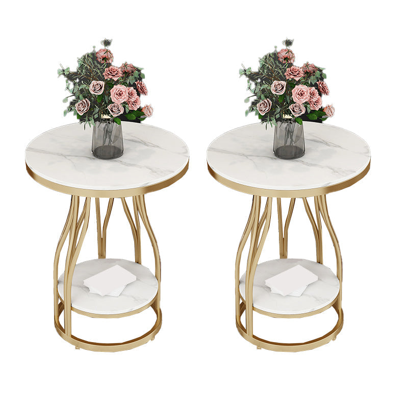 24.8" Tall Round Side Accent Table Metal Frame Nesting End Table Gold White 2 Clearhalo 'Coffee & Accent Tables' 'End & Side Tables' 'end_side_tables' 'furn' 'furn_end_side_tables' 'Furniture' 'Living Room Furniture' 7664772