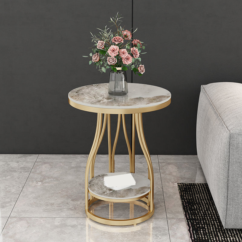 24.8" Tall Round Side Accent Table Metal Frame Nesting End Table Gold White Grey 1 Clearhalo 'Coffee & Accent Tables' 'End & Side Tables' 'end_side_tables' 'furn' 'furn_end_side_tables' 'Furniture' 'Living Room Furniture' 7664775