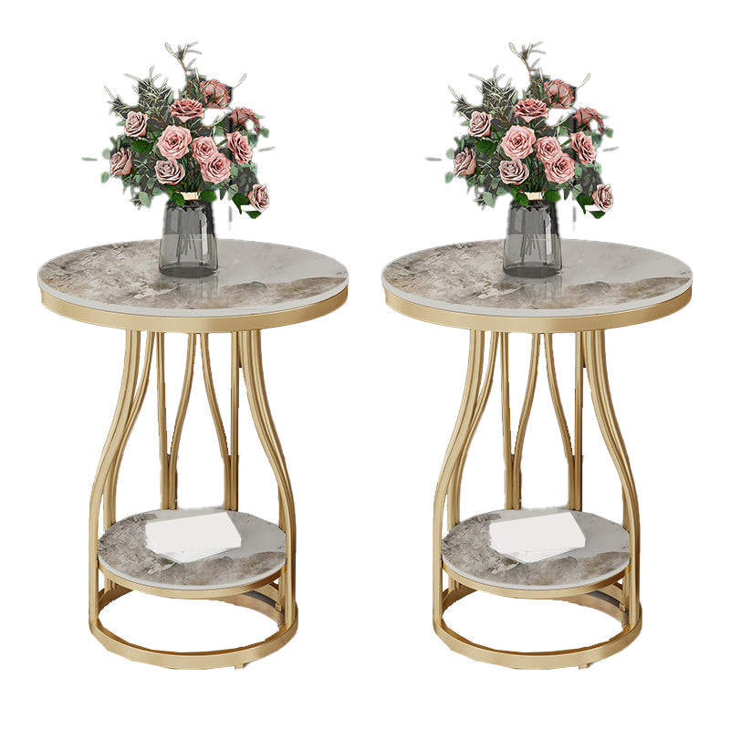 24.8" Tall Round Side Accent Table Metal Frame Nesting End Table Gold White Grey 2 Clearhalo 'Coffee & Accent Tables' 'End & Side Tables' 'end_side_tables' 'furn' 'furn_end_side_tables' 'Furniture' 'Living Room Furniture' 7664777