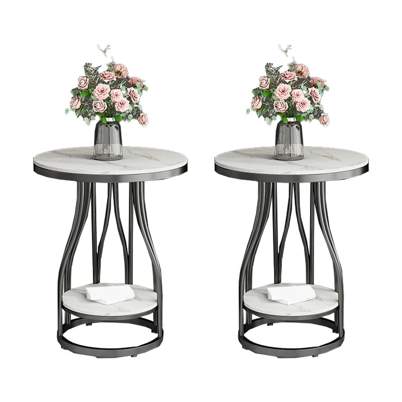 24.8" Tall Round Side Accent Table Metal Frame Nesting End Table Black White 2 Clearhalo 'Coffee & Accent Tables' 'End & Side Tables' 'end_side_tables' 'furn' 'furn_end_side_tables' 'Furniture' 'Living Room Furniture' 7664781
