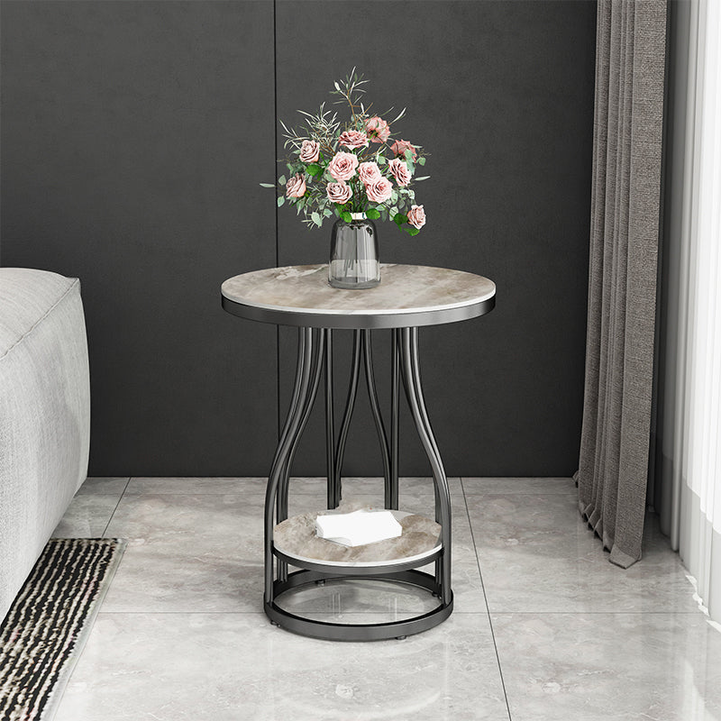 24.8" Tall Round Side Accent Table Metal Frame Nesting End Table Black Gray 1 Clearhalo 'Coffee & Accent Tables' 'End & Side Tables' 'end_side_tables' 'furn' 'furn_end_side_tables' 'Furniture' 'Living Room Furniture' 7664782
