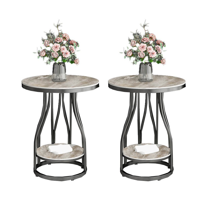 24.8" Tall Round Side Accent Table Metal Frame Nesting End Table Black Gray 2 Clearhalo 'Coffee & Accent Tables' 'End & Side Tables' 'end_side_tables' 'furn' 'furn_end_side_tables' 'Furniture' 'Living Room Furniture' 7664783