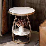 24.8 inch Tall Frame Metal Side Table with Shelf Glam Side End Table Clearhalo 'Coffee & Accent Tables' 'End & Side Tables' 'end_side_tables' 'furn' 'furn_end_side_tables' 'Furniture' 'Living Room Furniture' 7664828