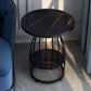 24.8 inch Tall Frame Metal Side Table with Shelf Glam Side End Table Black Black Gold 1 Clearhalo 'Coffee & Accent Tables' 'End & Side Tables' 'end_side_tables' 'furn' 'furn_end_side_tables' 'Furniture' 'Living Room Furniture' 7664836