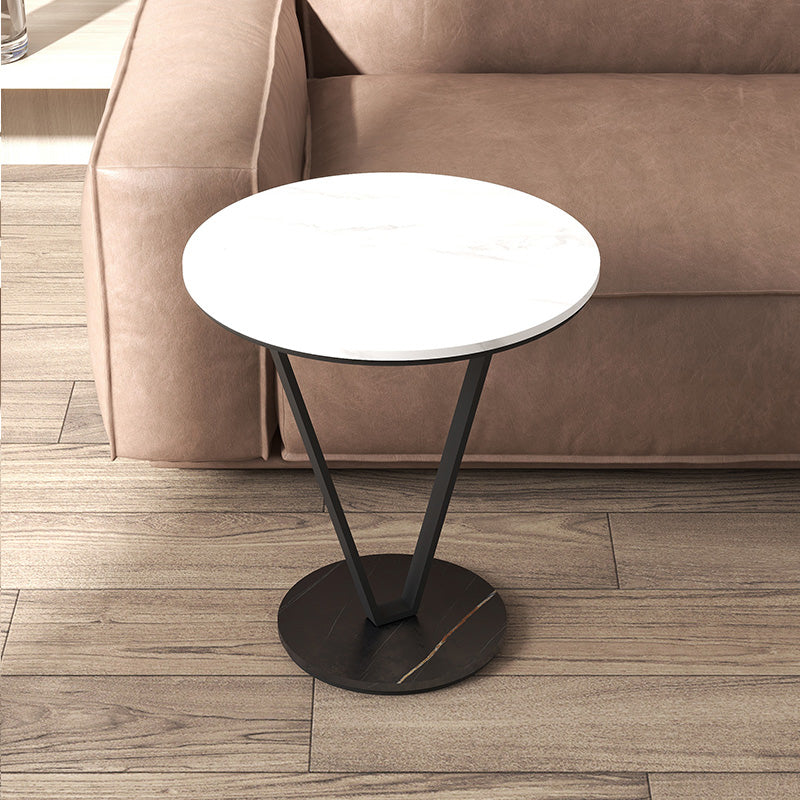 23.6" Tall Cross Legs Side Table Modernistic Metal Side End Snack Table White 1 Clearhalo 'Coffee & Accent Tables' 'End & Side Tables' 'end_side_tables' 'furn' 'furn_end_side_tables' 'Furniture' 'Living Room Furniture' 7664883