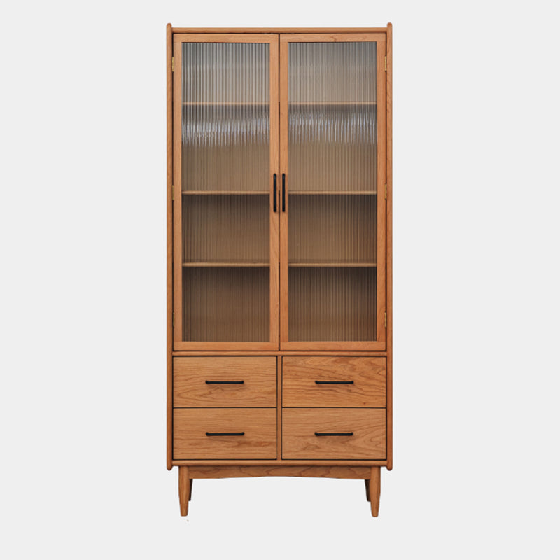 Simplicity Rectangle Storage Cabinet Solid Wood Accent Cabinet Wood Door Vertical Glass Clearhalo 'Cabinets & Chests' 'cabinets_chests' 'furn' 'furn_cabinets_chests' 'Furniture' 'Living Room Furniture' 7665175