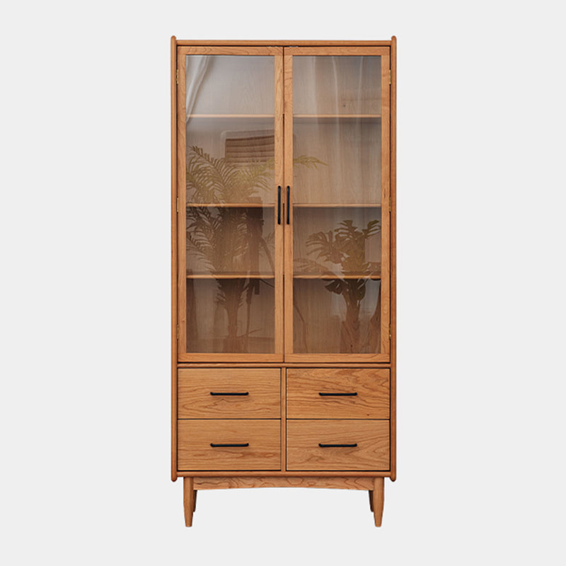 Simplicity Rectangle Storage Cabinet Solid Wood Accent Cabinet Wood Door Transparent Glass Clearhalo 'Cabinets & Chests' 'cabinets_chests' 'furn' 'furn_cabinets_chests' 'Furniture' 'Living Room Furniture' 7665176