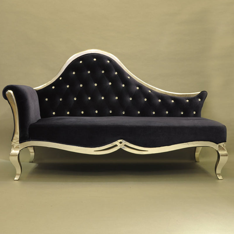 Chaise longue rembourrée Glam, chaise longue à accoudoirs roulés