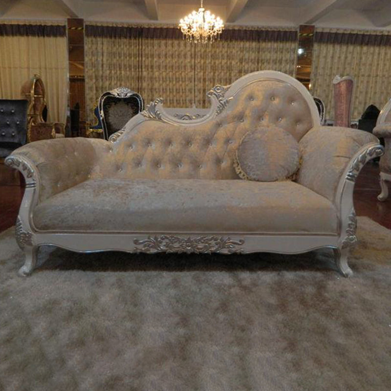 Chaise longue rembourrée Glam, chaise longue à accoudoirs roulés