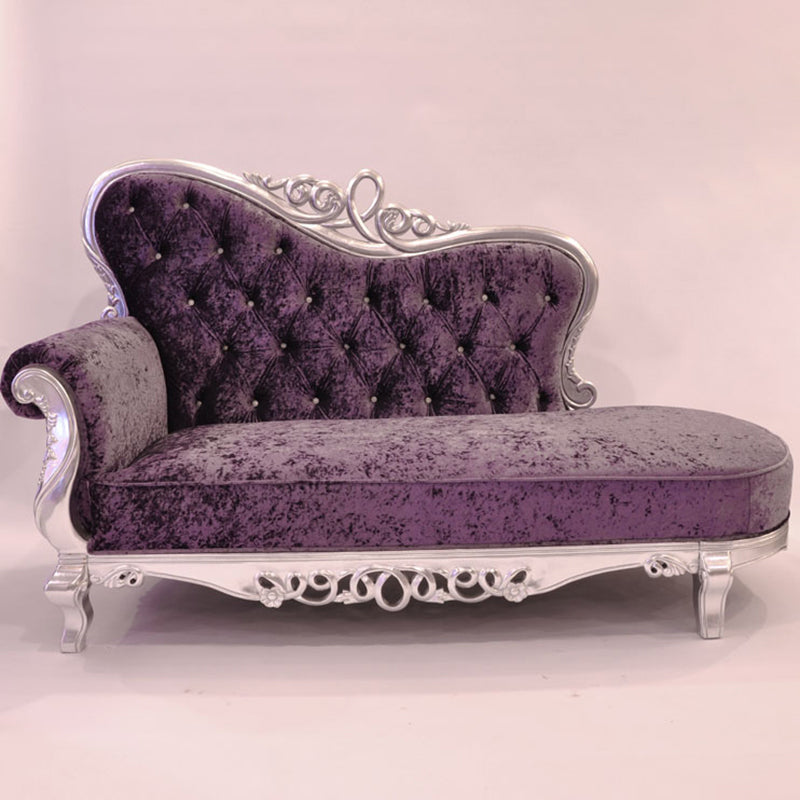Chaise longue rembourrée Glam, chaise longue à accoudoirs roulés