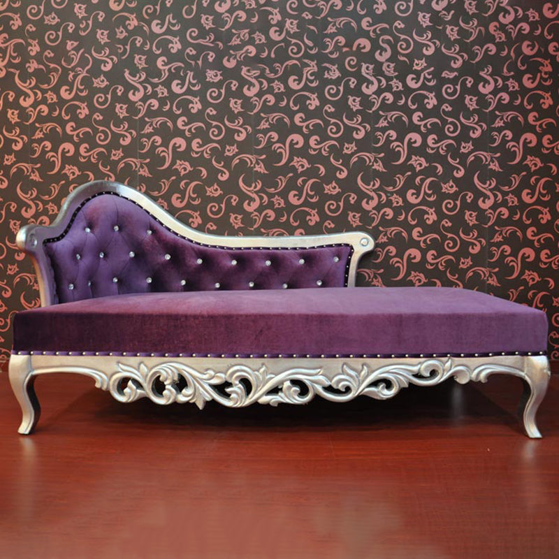 Chaise longue rembourrée Glam, chaise longue à accoudoirs roulés