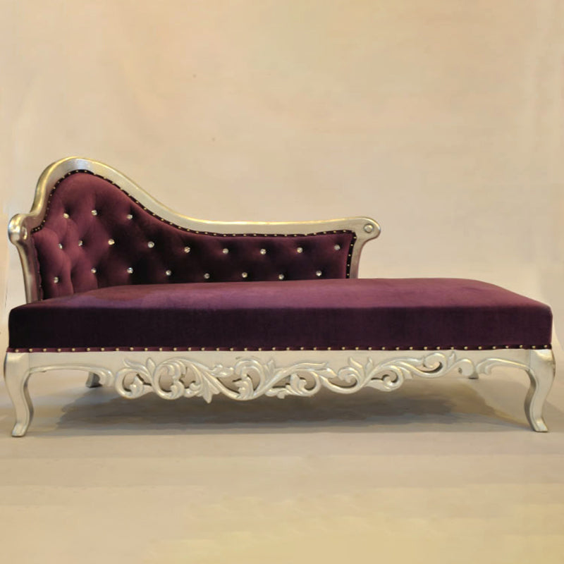 Chaise longue rembourrée Glam, chaise longue à accoudoirs roulés