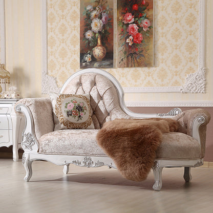 Chaise longue rembourrée Glam, chaise longue à accoudoirs roulés