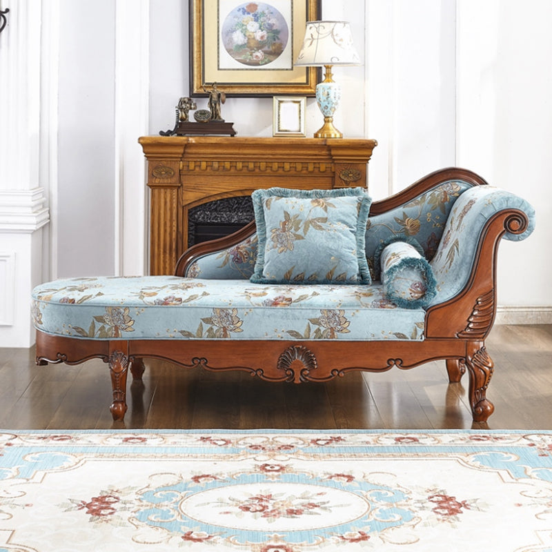 Living Room Chaise Rolled Arms Traditional Chaise Lounge with Cotton Upholster Blue Right-Arm Chaise Clearhalo 'Chairs & Seating' 'Chaise Lounge' 'chaise_lounge' 'furn' 'furn_chaise_lounge' 'Furniture' 'Living Room Furniture' 7665341
