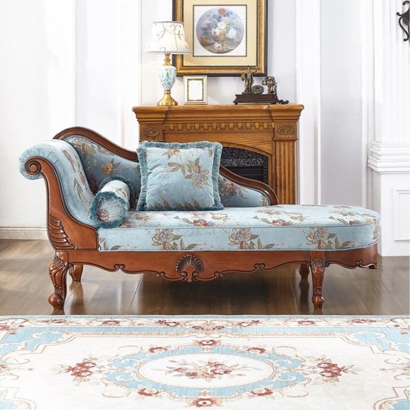 Living Room Chaise Rolled Arms Traditional Chaise Lounge with Cotton Upholster Blue Left-Arm Chaise Clearhalo 'Chairs & Seating' 'Chaise Lounge' 'chaise_lounge' 'furn' 'furn_chaise_lounge' 'Furniture' 'Living Room Furniture' 7665343