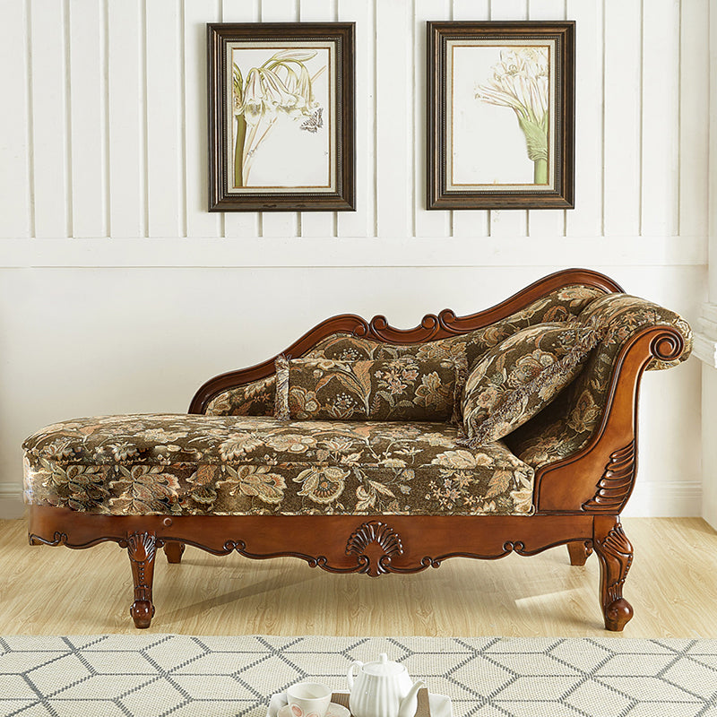 Living Room Chaise Rolled Arms Traditional Chaise Lounge with Cotton Upholster Dark Green Right-Arm Chaise Clearhalo 'Chairs & Seating' 'Chaise Lounge' 'chaise_lounge' 'furn' 'furn_chaise_lounge' 'Furniture' 'Living Room Furniture' 7665345