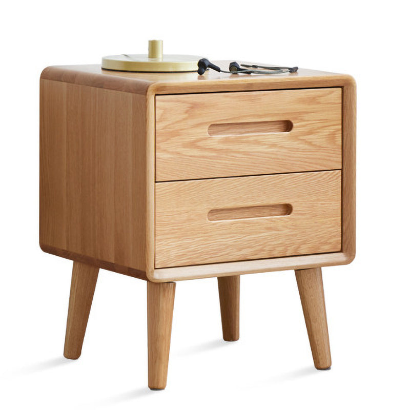 Nightand de table à accent en bois scandinave 20 "de haut avec 2 tiroirs