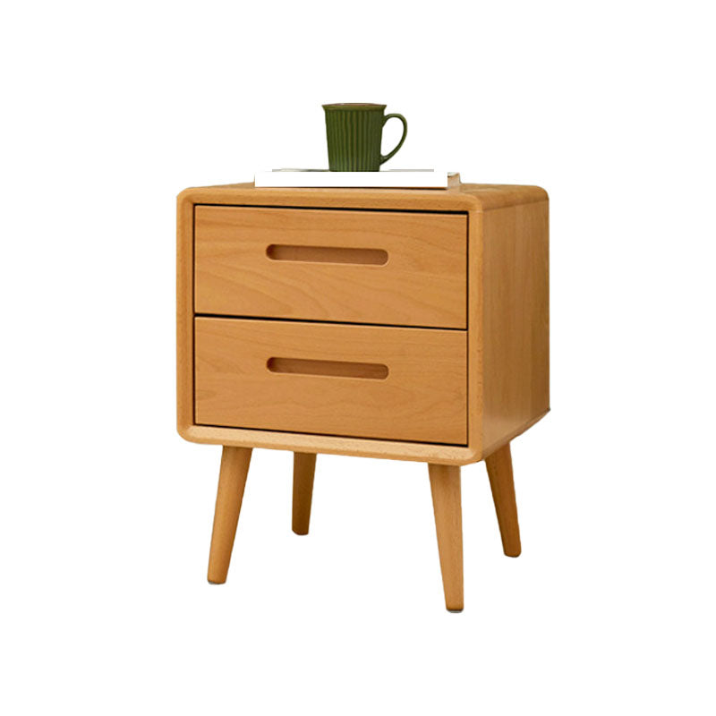 Nightand de table à accent en bois scandinave 20 "de haut avec 2 tiroirs