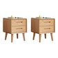 Nightand de table à accent en bois scandinave 20 "de haut avec 2 tiroirs