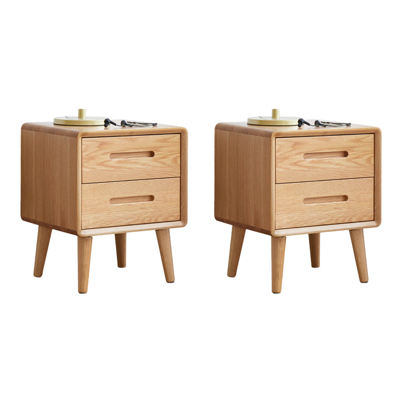 Nightand de table à accent en bois scandinave 20 "de haut avec 2 tiroirs