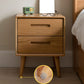 Scandinavian Wooden Accent Table Nightstand 20" Tall with 2 Drawers