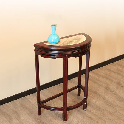 Half Moon Contemporary Console Table Dark Brown Wood Console Sofa Table 23.6"L x 11.8"W x 29.9"H Stone