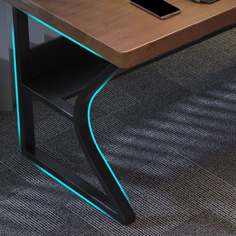 Bureau d'ordinateur en bois contemporain Bureau de tâche de forme rectangulaire avec 2 jambes pour la maison