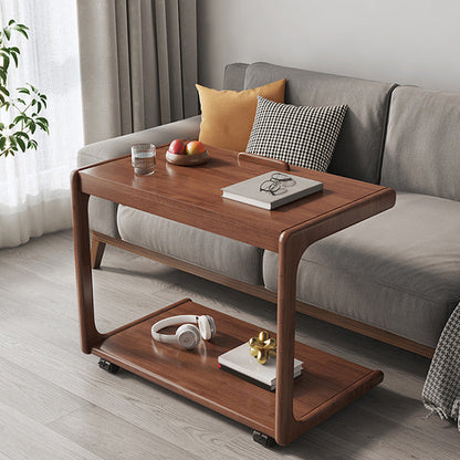 Rectangular Office Desk Wood Modern Writing Desk with Caster Wheels 18"L x 15"W x 25"H Walnut