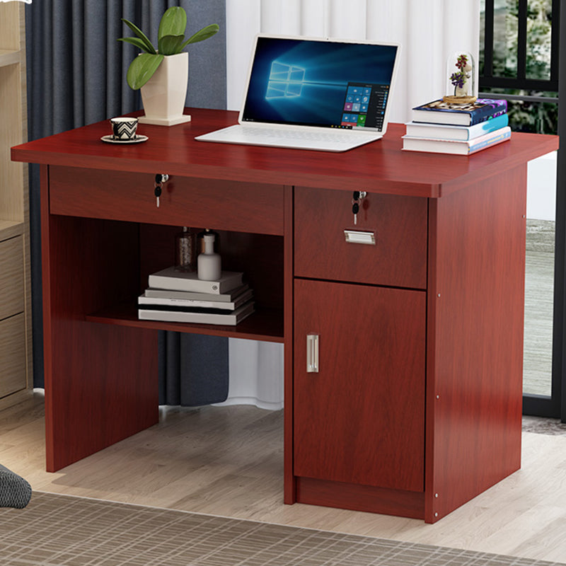 Engineered Wood Industrial Writing Desk Rectangular Office Desk with Drawers Red Brown 2 Clearhalo 'furn' 'furn_office_desk' 'Furniture' 'Office Desks' 'Office Furniture' 'office_desk' 7665724
