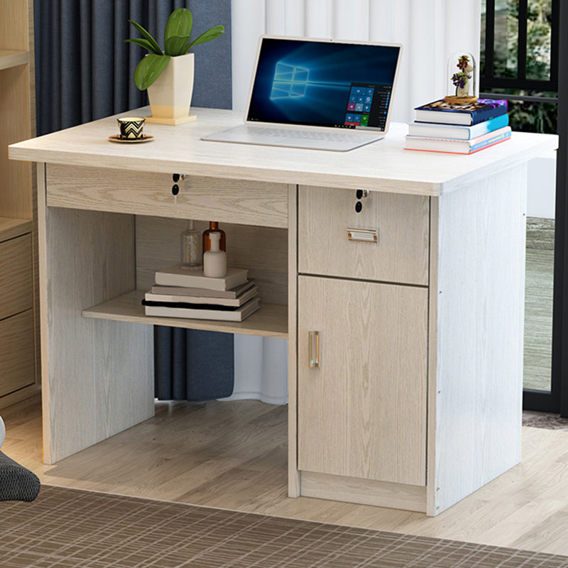 Engineered Wood Industrial Writing Desk Rectangular Office Desk with Drawers Textured White 2 Clearhalo 'furn' 'furn_office_desk' 'Furniture' 'Office Desks' 'Office Furniture' 'office_desk' 7665728