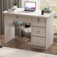 Engineered Wood Industrial Writing Desk Rectangular Office Desk with Drawers 39.4"L x 19.7"W x 29.5"H Textured White 4 Clearhalo 'furn' 'furn_office_desk' 'Furniture' 'Office Desks' 'Office Furniture' 'office_desk' 7665730